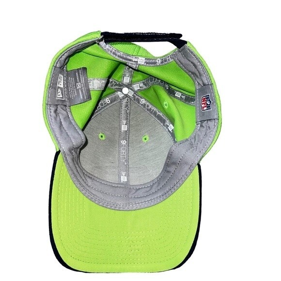 NFL New Era Seattle Seahawks Hat Baseball Cap Lime Green Blue 9Forty Football - Picture 6 of 8